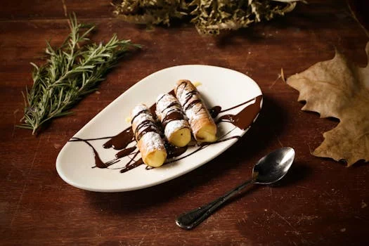 chocolate cannoli with ricotta filling